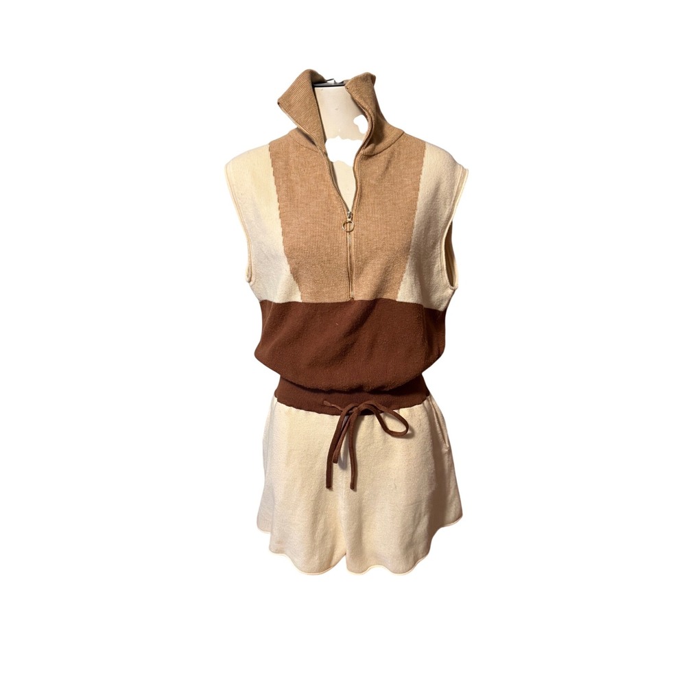 Strut & Bolt Colorblock Zip Neck Sleeveless Sweater Shorts/Jumpsuit Women Size M